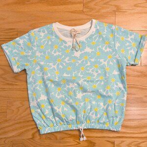 Jessica Simpson, Rolled Sleeve Floral Drawstring Tee, Girls Size 8 (NWT)